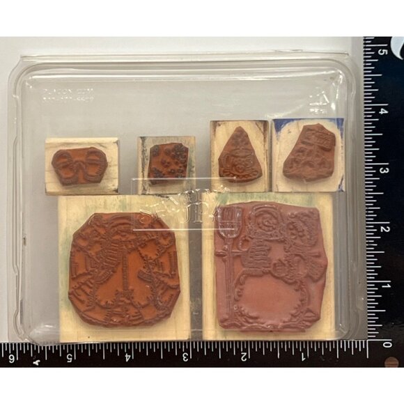 (#2) STAMPIN' UP! SNOW ANGELS Wood Mount Rubber Stamp set BALL COCOA MITTEN MAN - Picture 2 of 5